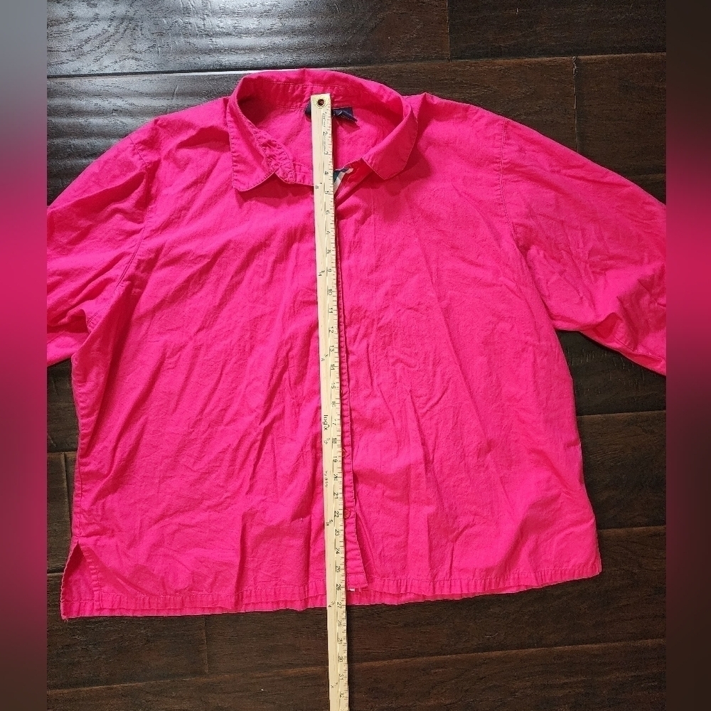 Mountain Lake Womens Button Up Pink 3X Long Sleeved Blouse - Picture 3 of 9